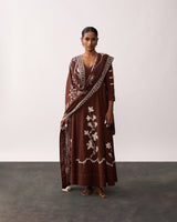 RANI LAXMI Brown Hand-spun Embroidered Dupatta