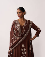 RANI LAXMI Brown Hand-spun Embroidered Dupatta