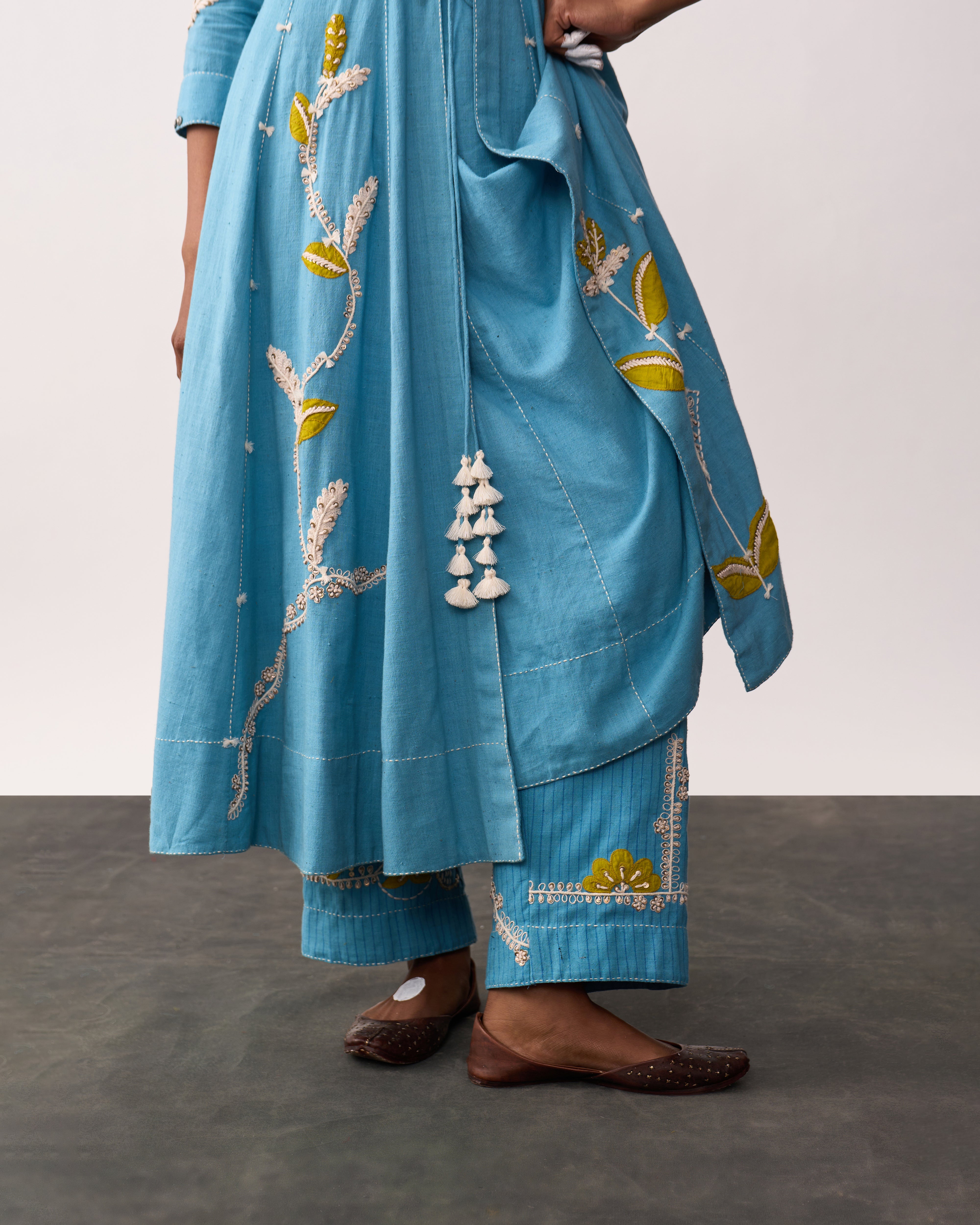 HAZRAT Blue Handspun Anarkali Set