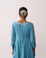 HAZRAT Blue Handspun Anarkali Set