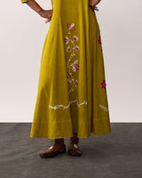 ARUNA Yellow Handspun Panelled Dress