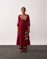 KALPANA Red Handspun Anarkali Set