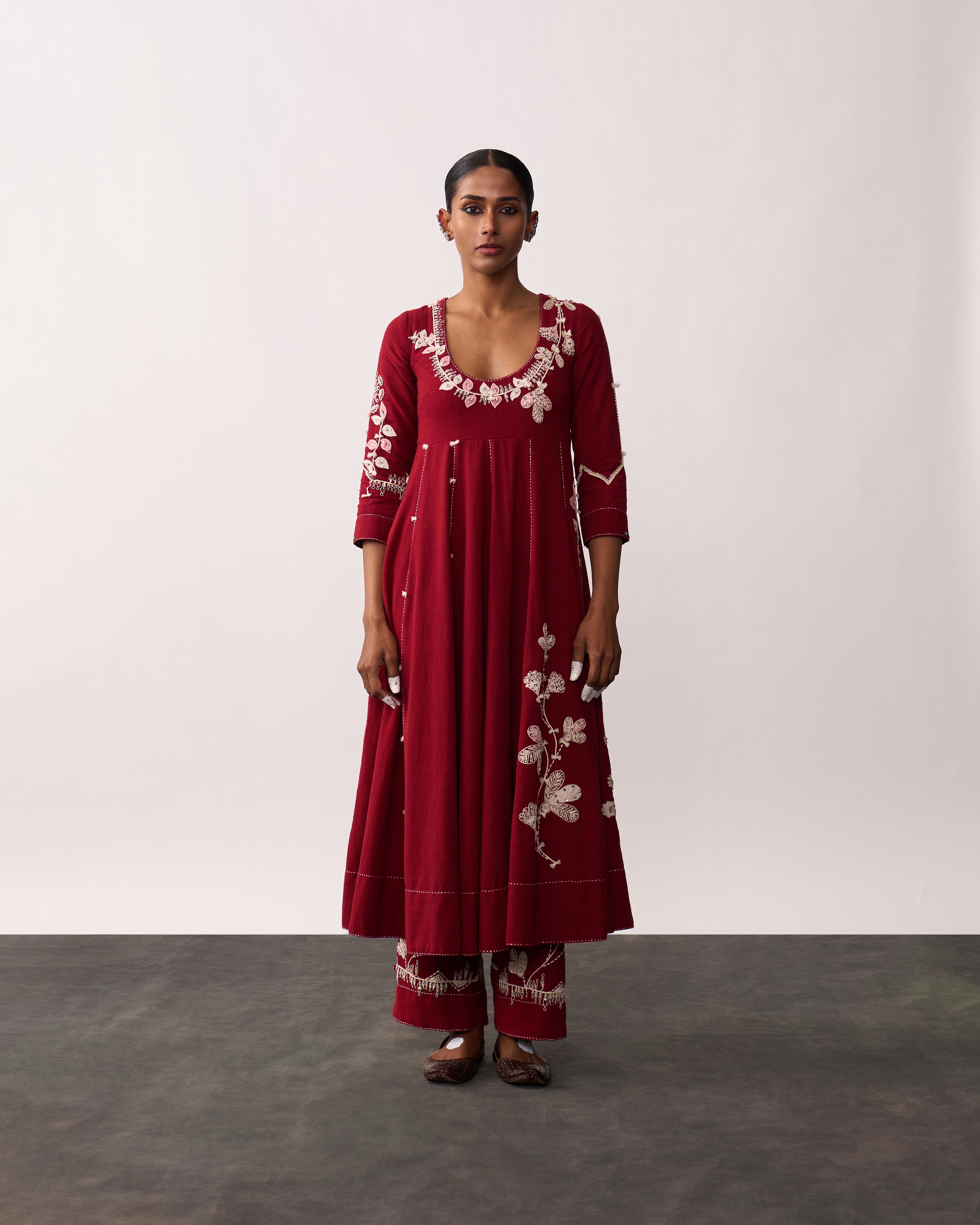 KALPANA Red Handspun Anarkali Set