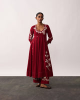 KALPANA Red Handspun Anarkali Set