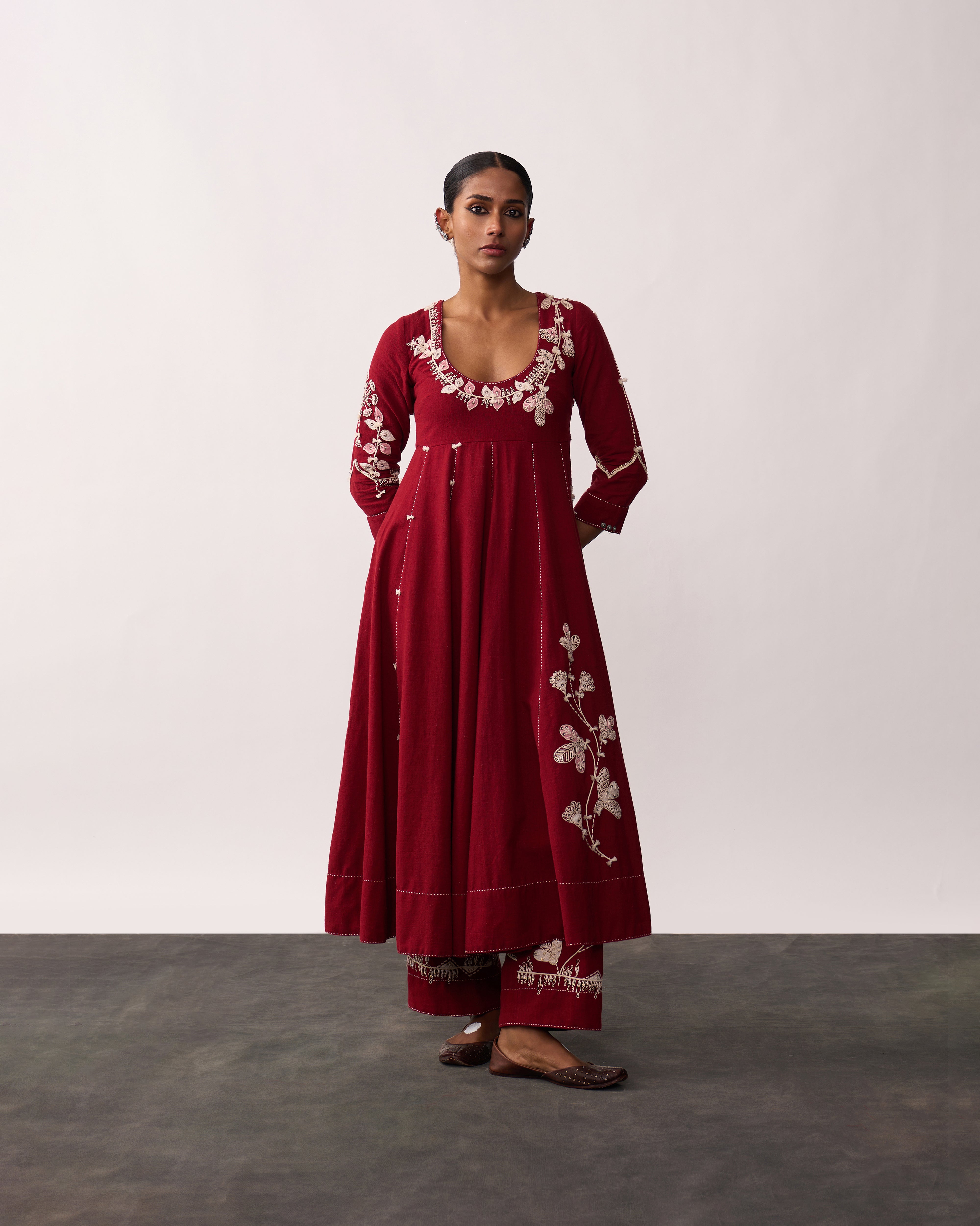 KALPANA Red Handspun Anarkali Set
