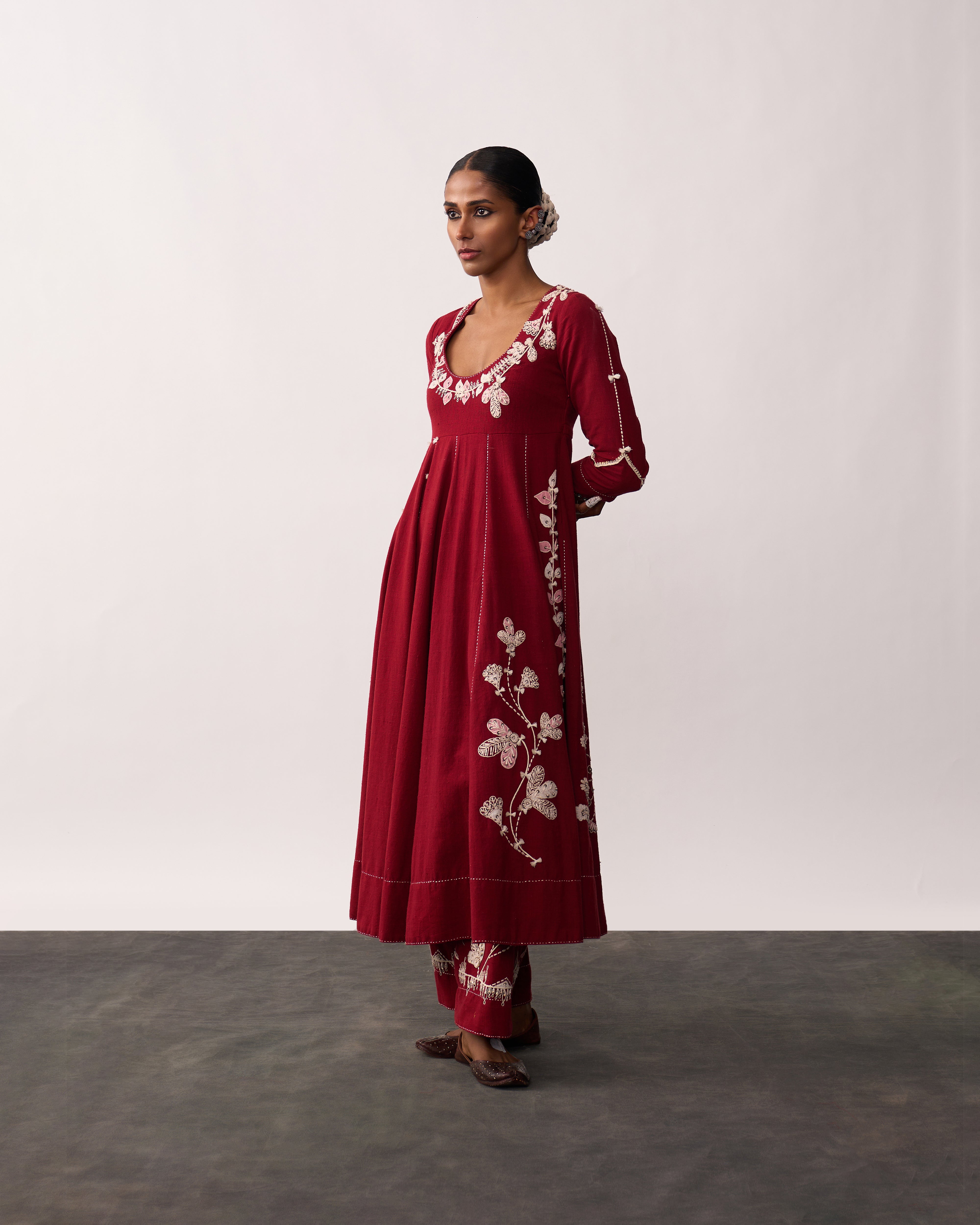 KALPANA Red Handspun Anarkali Set
