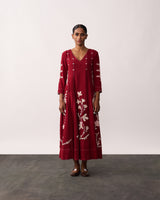 ARUNA Red Handspun Panelled Dress