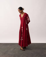 ARUNA Red Handspun Panelled Dress