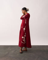 ARUNA Red Handspun Panelled Dress