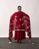 RANI LAXMI Red Hand-spun Embroidered Dupatta