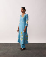 SUCHETA Blue Handspun Kurta Set