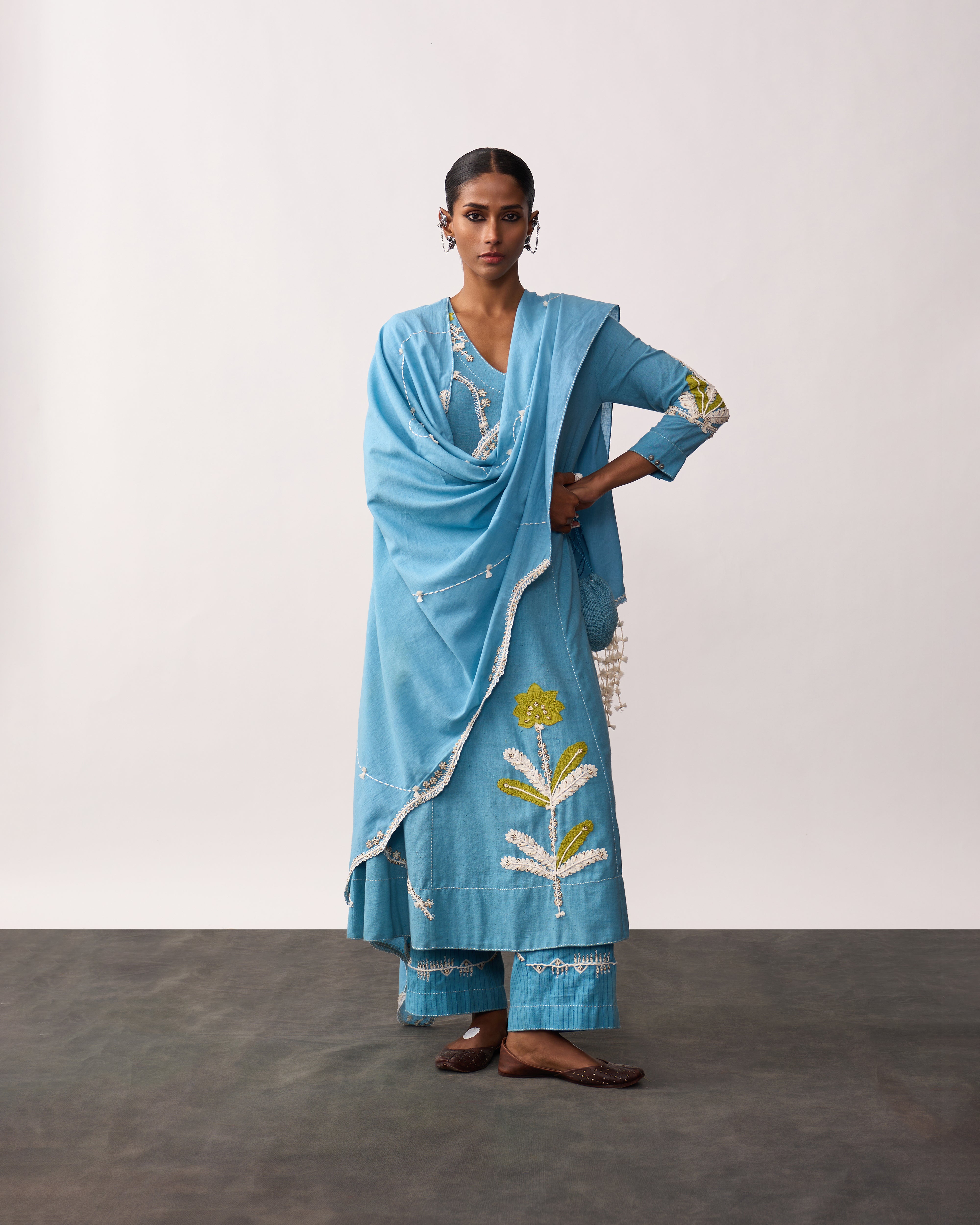 SUCHETA Blue Handspun Kurta Set