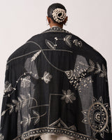 RANI LAXMI Black Hand-spun Embroidered Dupatta