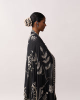 RANI LAXMI Black Hand-spun Embroidered Dupatta