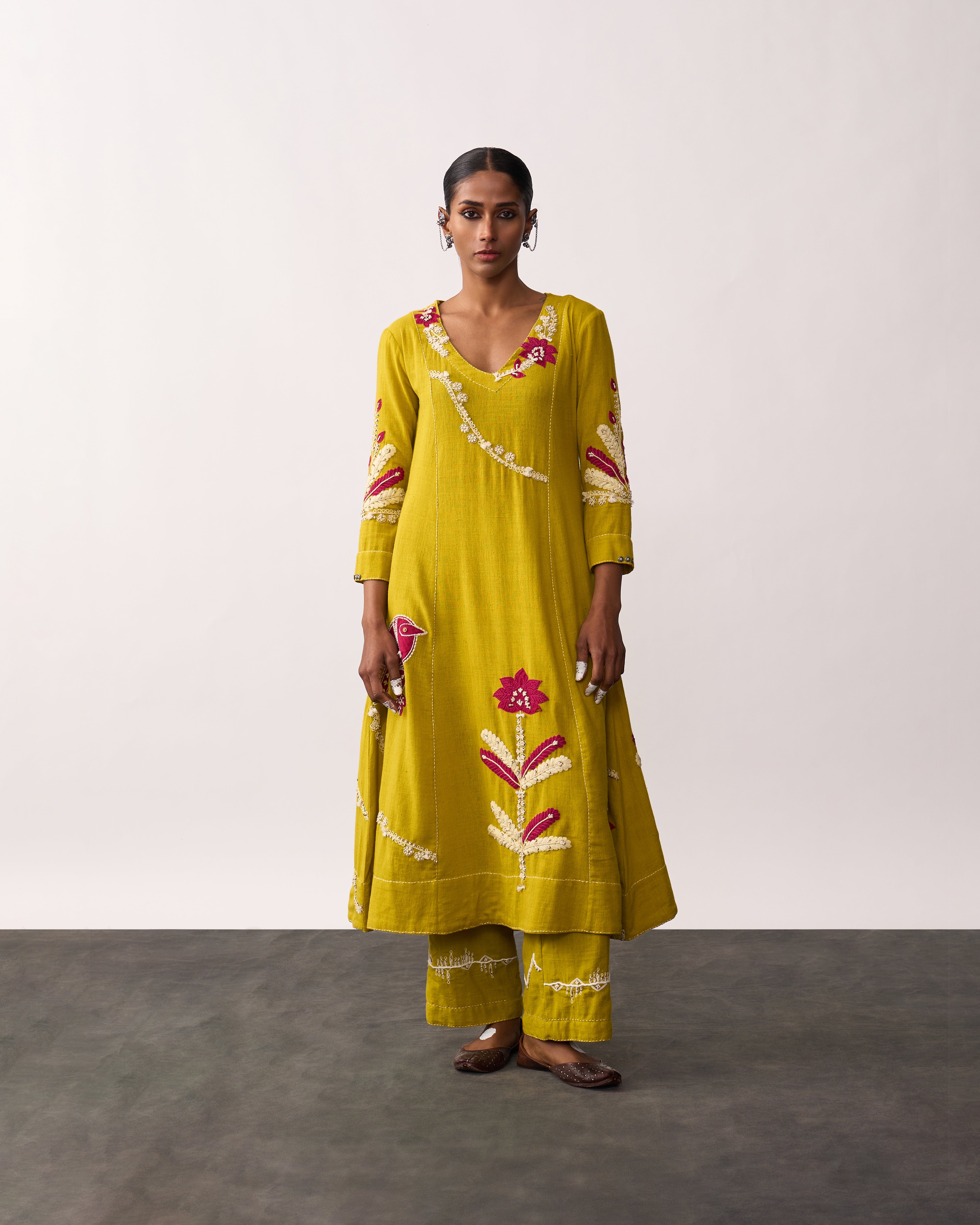 SUCHETA Yellow Handspun Kurta Set