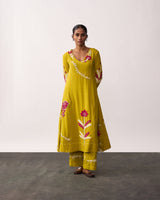 SUCHETA Yellow Handspun Kurta Set