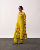 SUCHETA Yellow Handspun Kurta Set