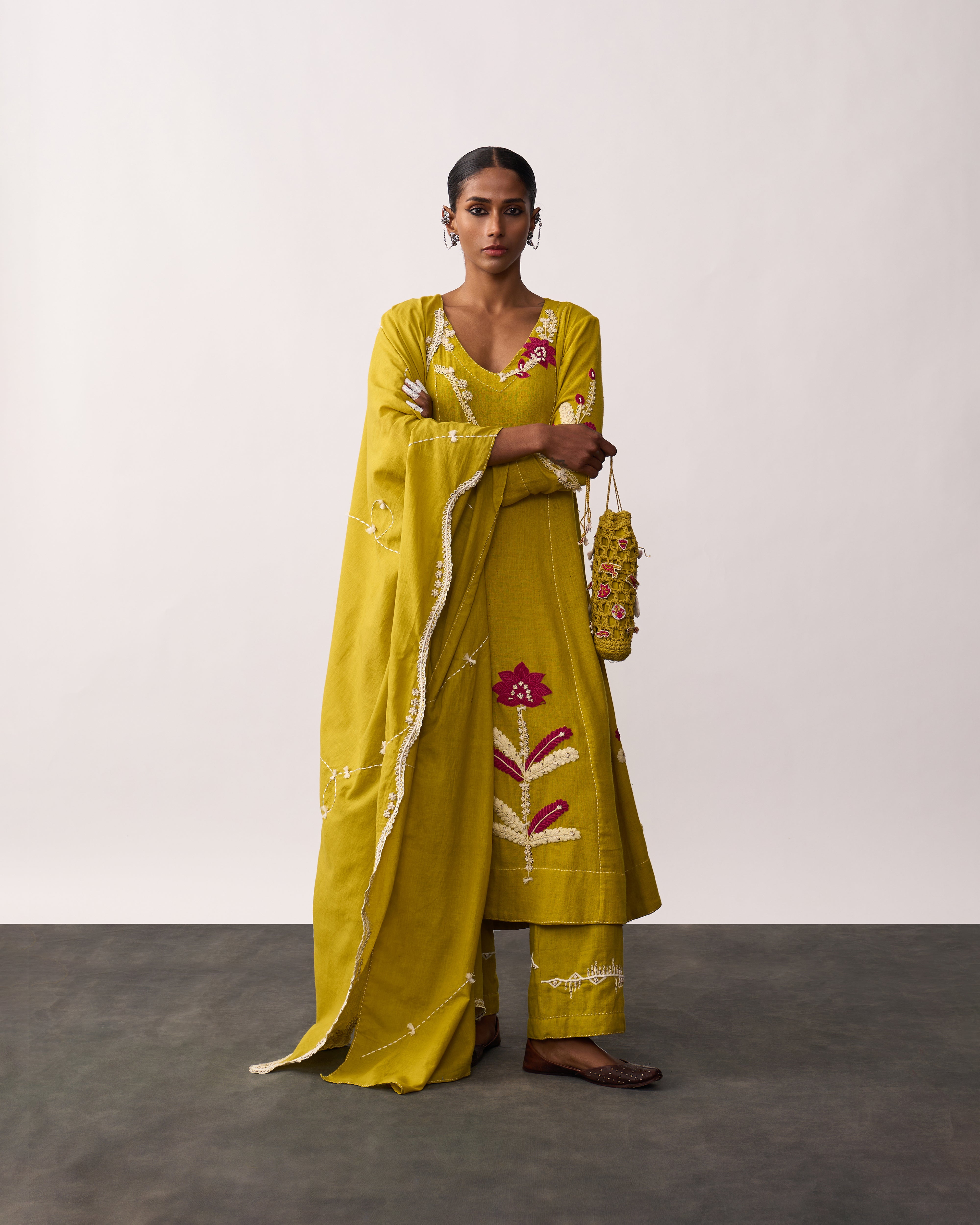 SUCHETA Yellow Handspun Kurta Set