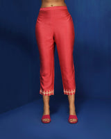 Pink ombre-printed narrow pants
