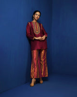 Silk tissue bell bottom pants