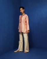 Pink hand block printed kurti