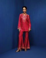 Fuchsia hand block printed kurti
