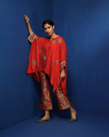 Red embroidered kaftan tunic