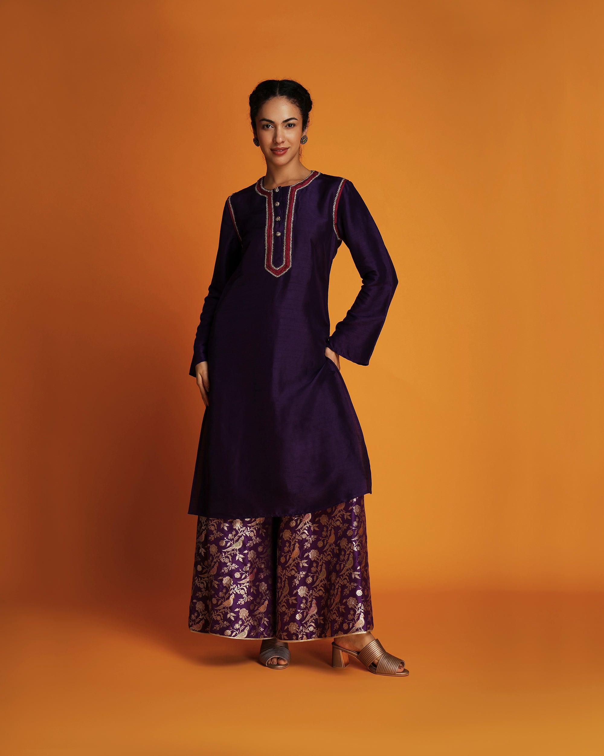 Purple embroidered tunic
