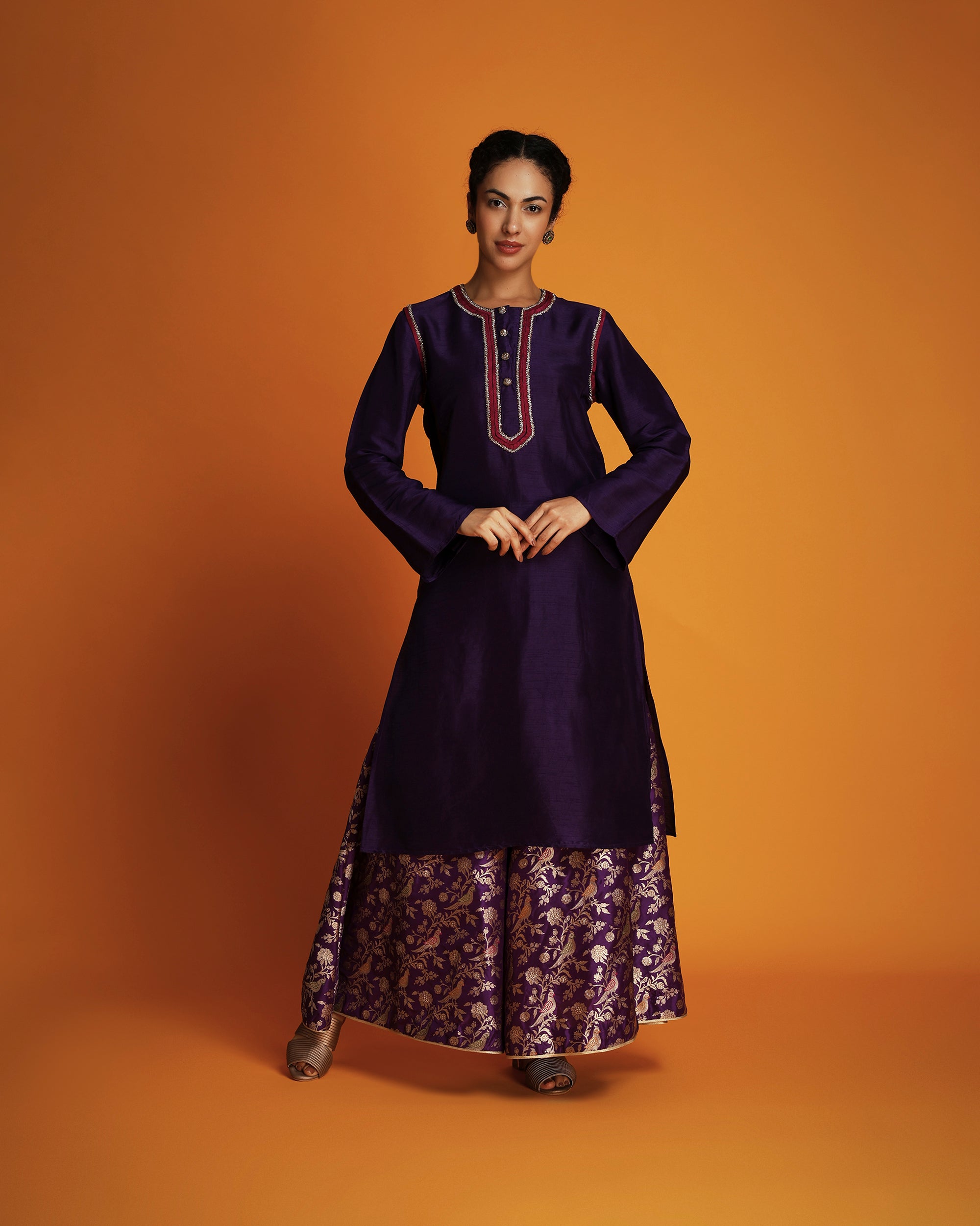 Purple embroidered tunic