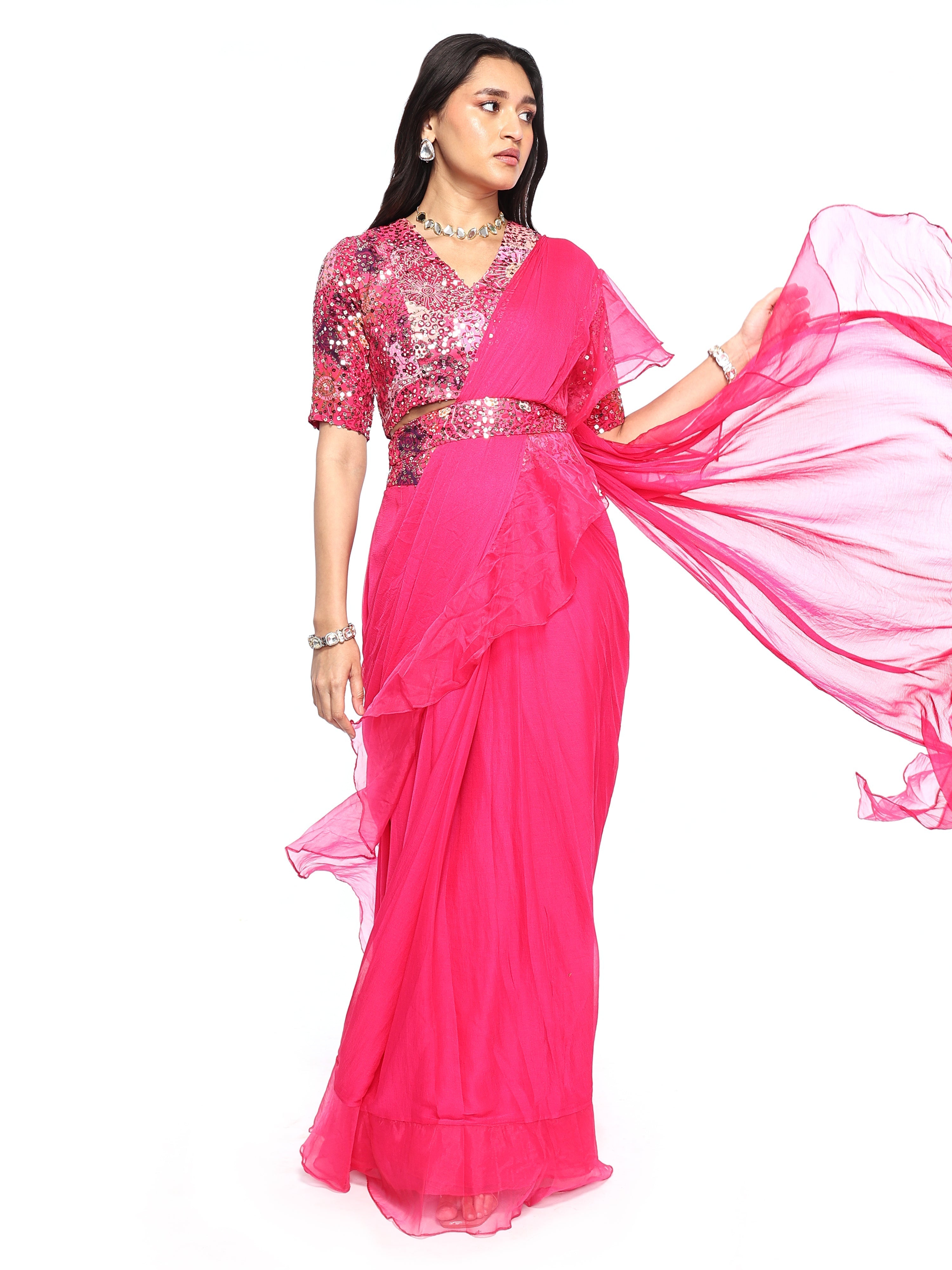 Predraped Saree with Blouse