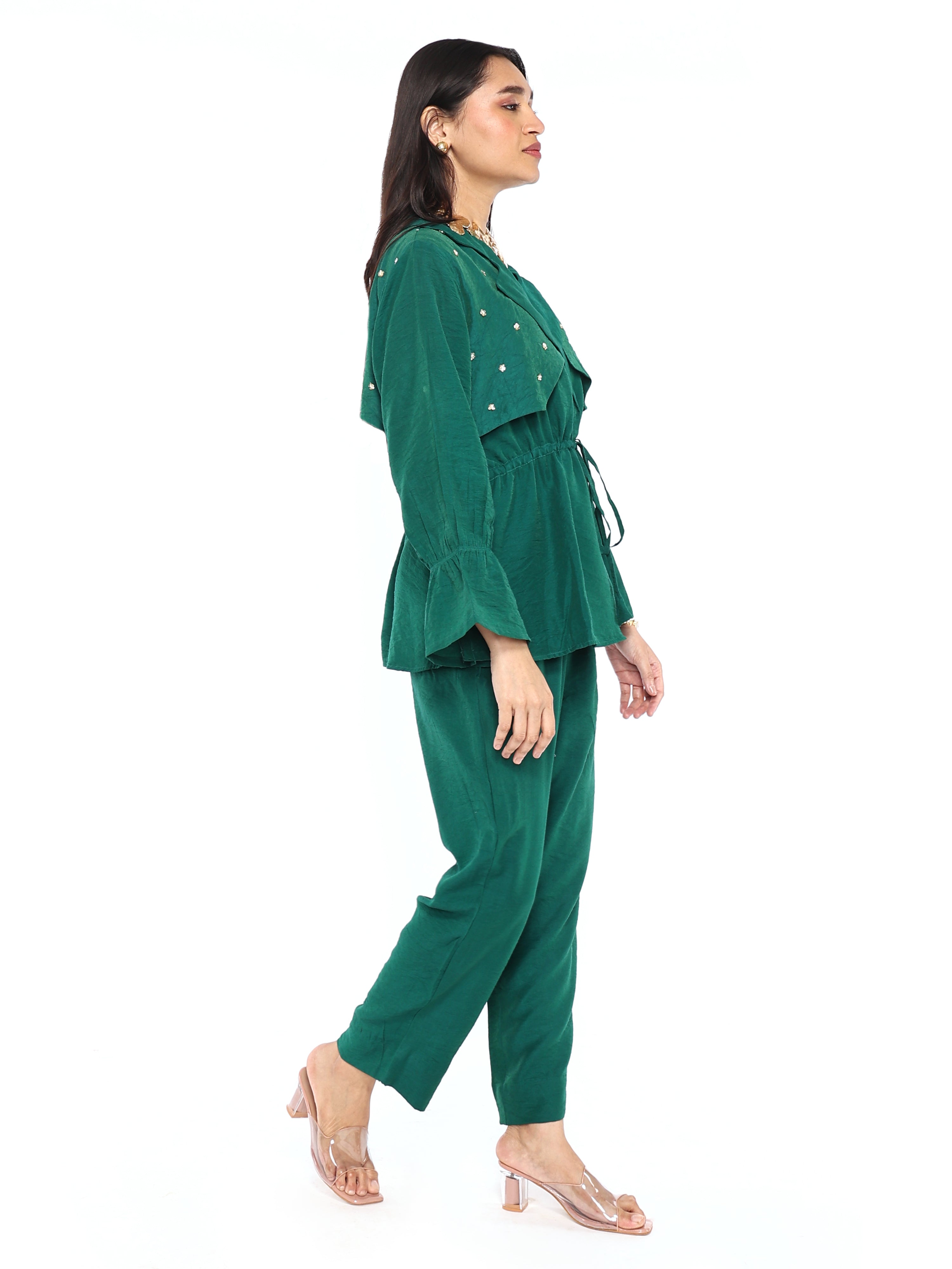 Trench jacket paired with pants