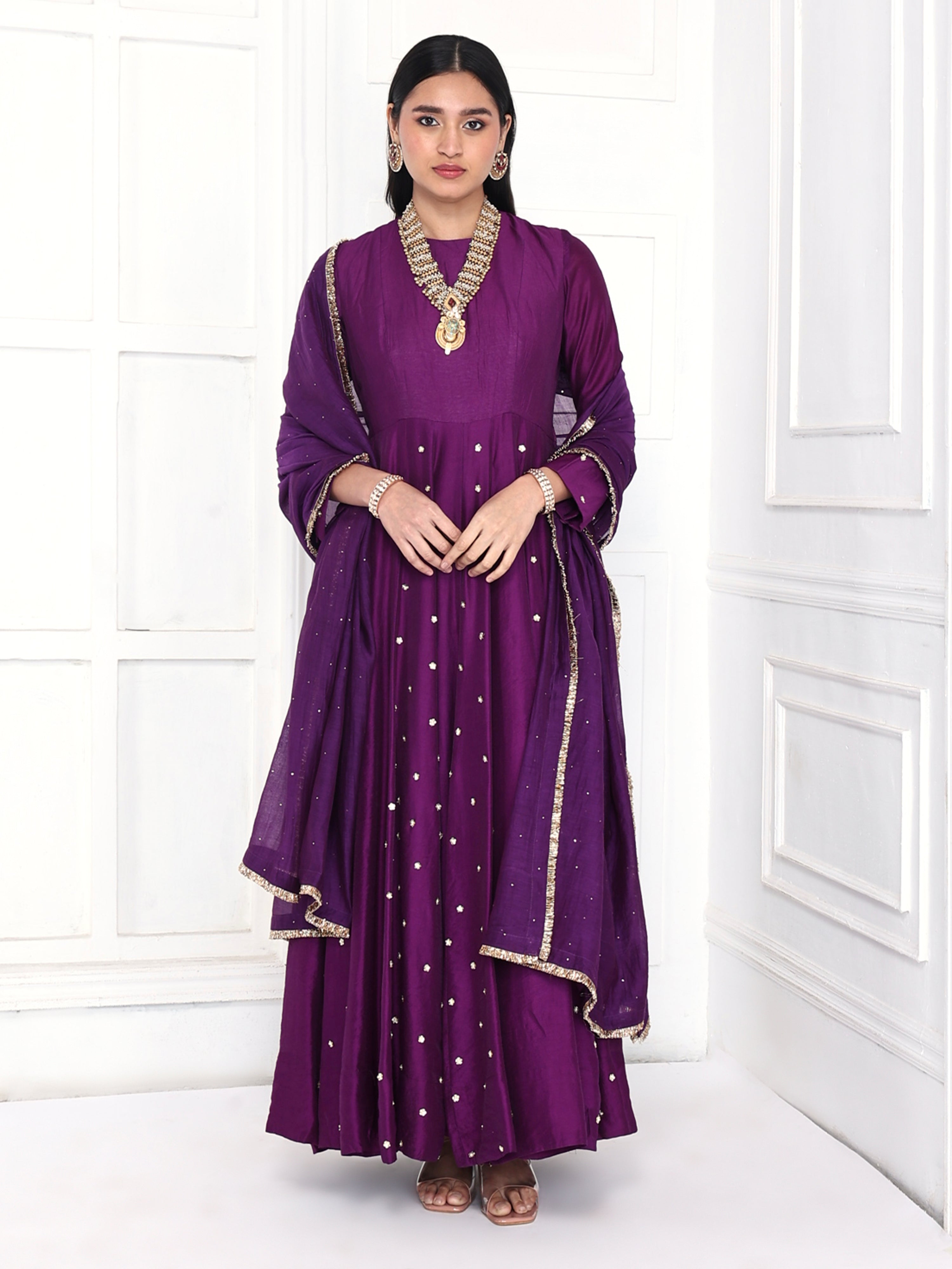 Anarkali paired with dupatta