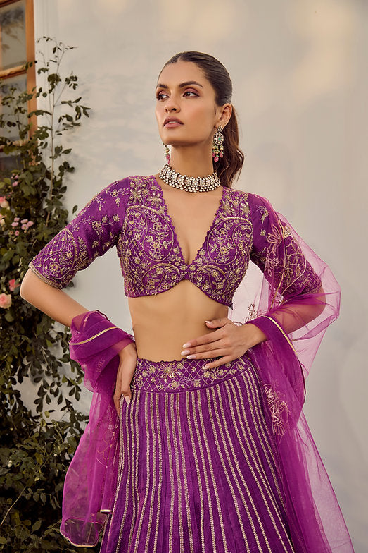 Soft Mulberry Lehenga Set