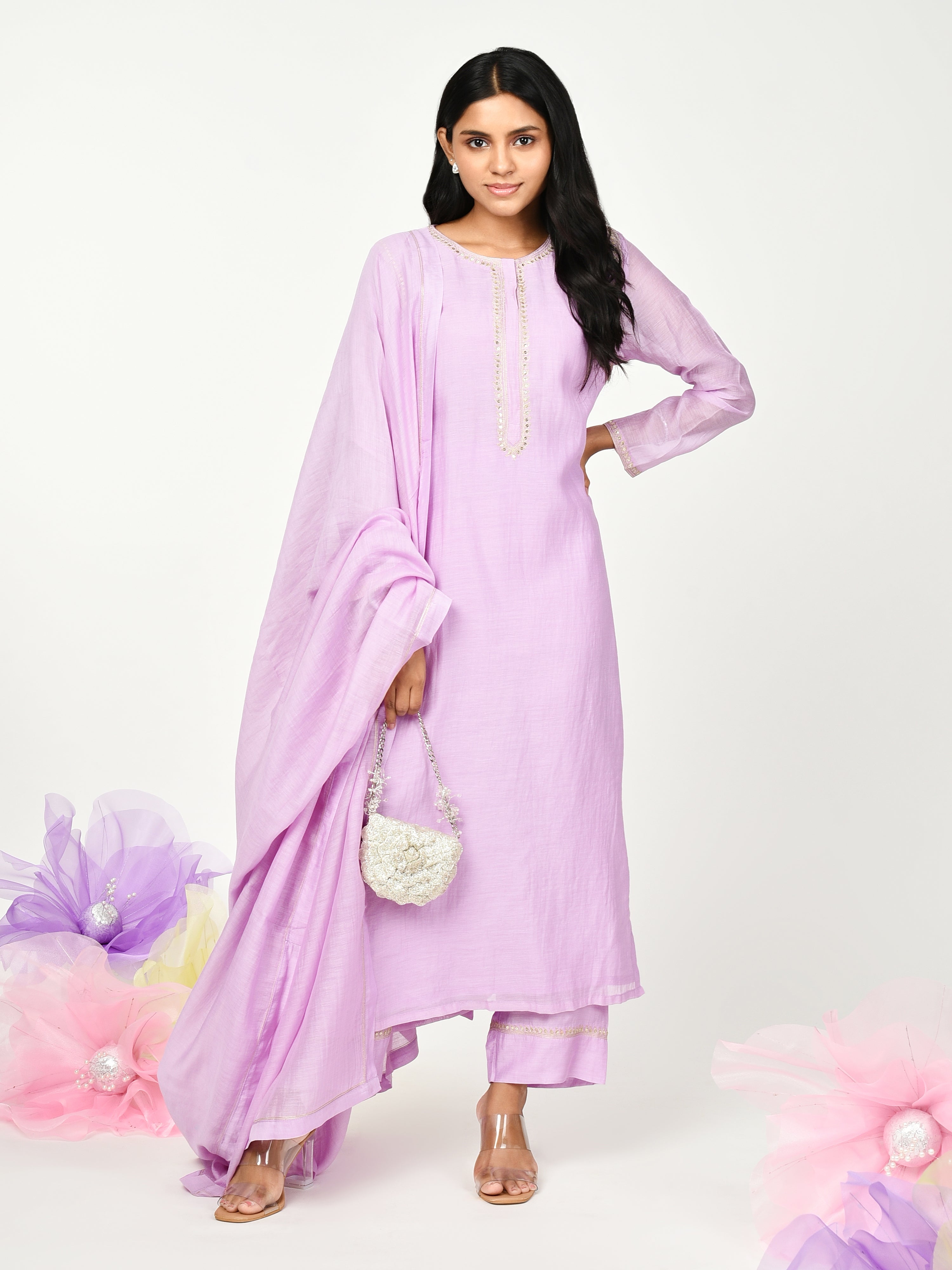 Purple Straight Kurta Set
