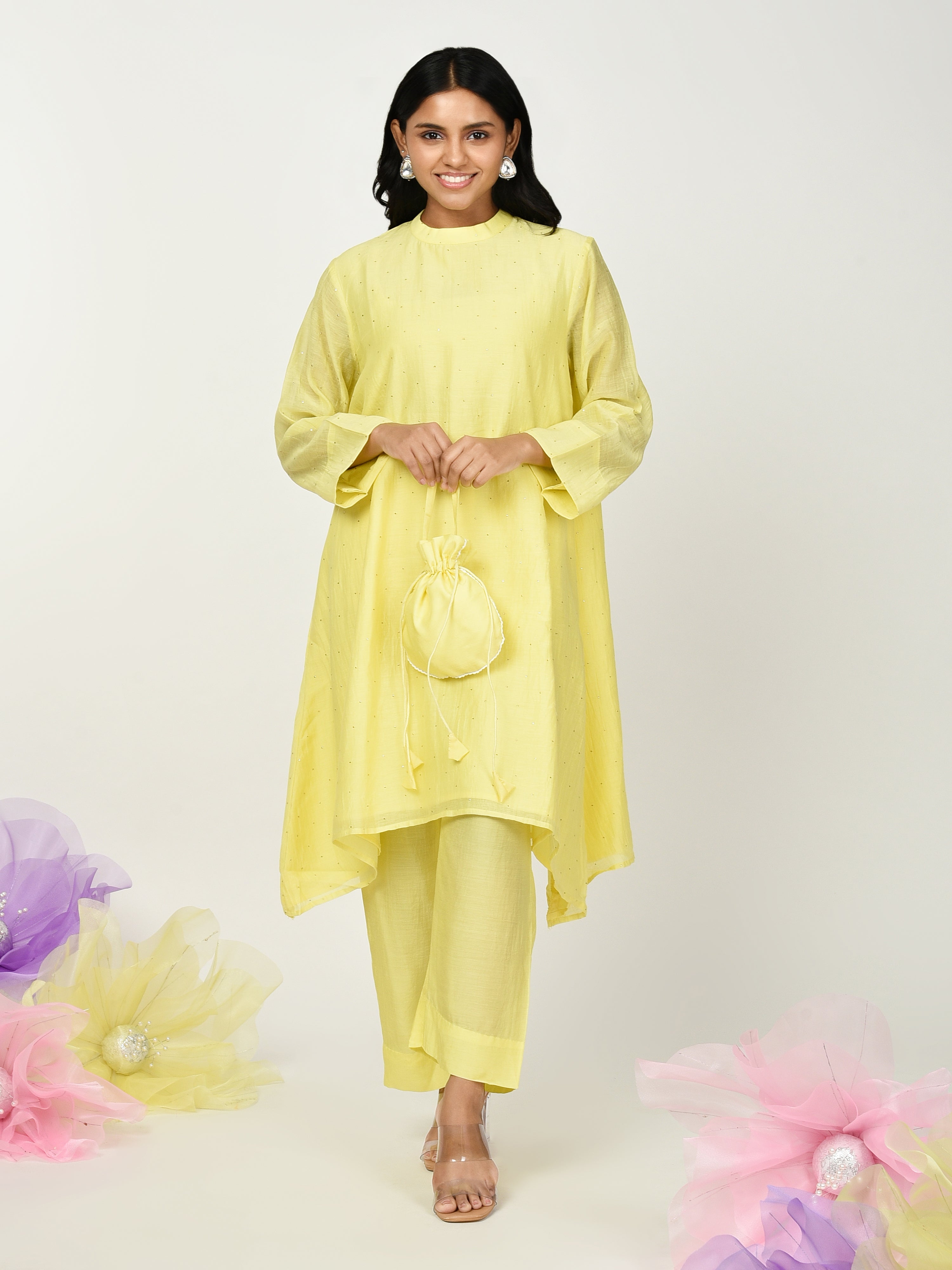 Yellow A Line Kurta Set