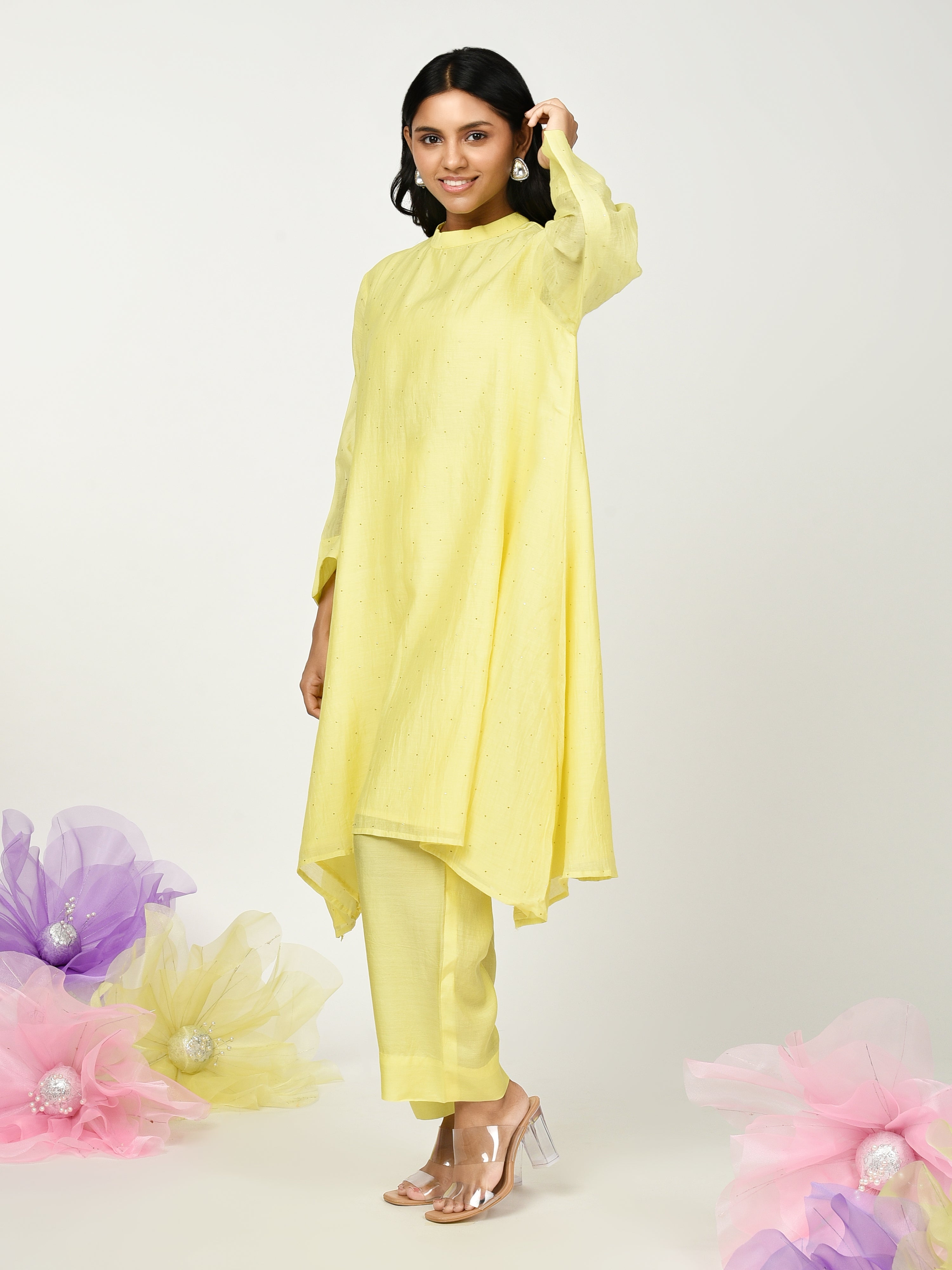 Yellow A Line Kurta Set