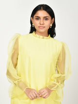 Yellow High Low Kurta Set