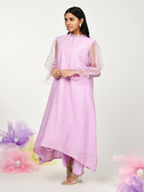 Purple High Low Kurta Set