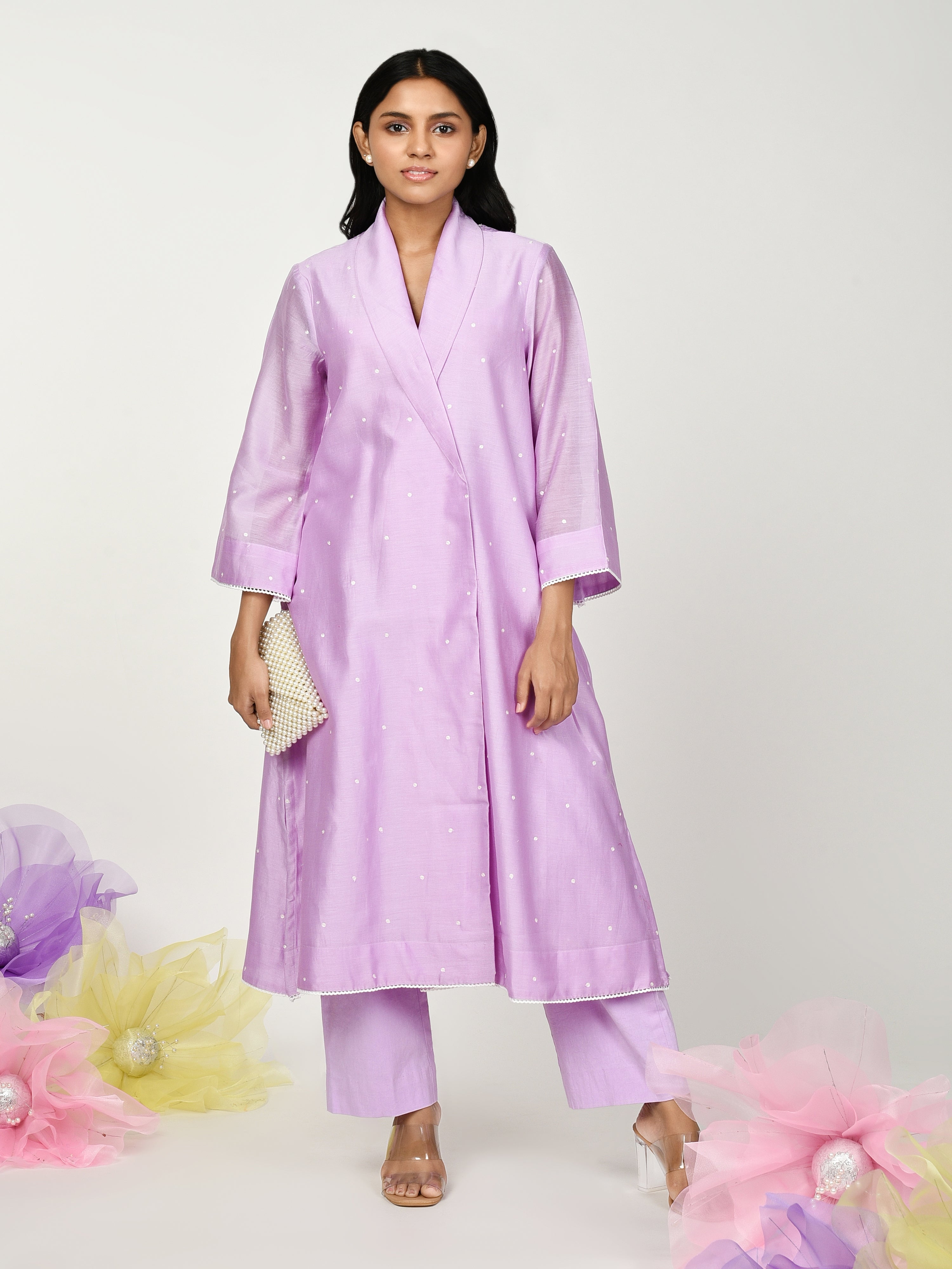 Purple Jacket Kurta Set