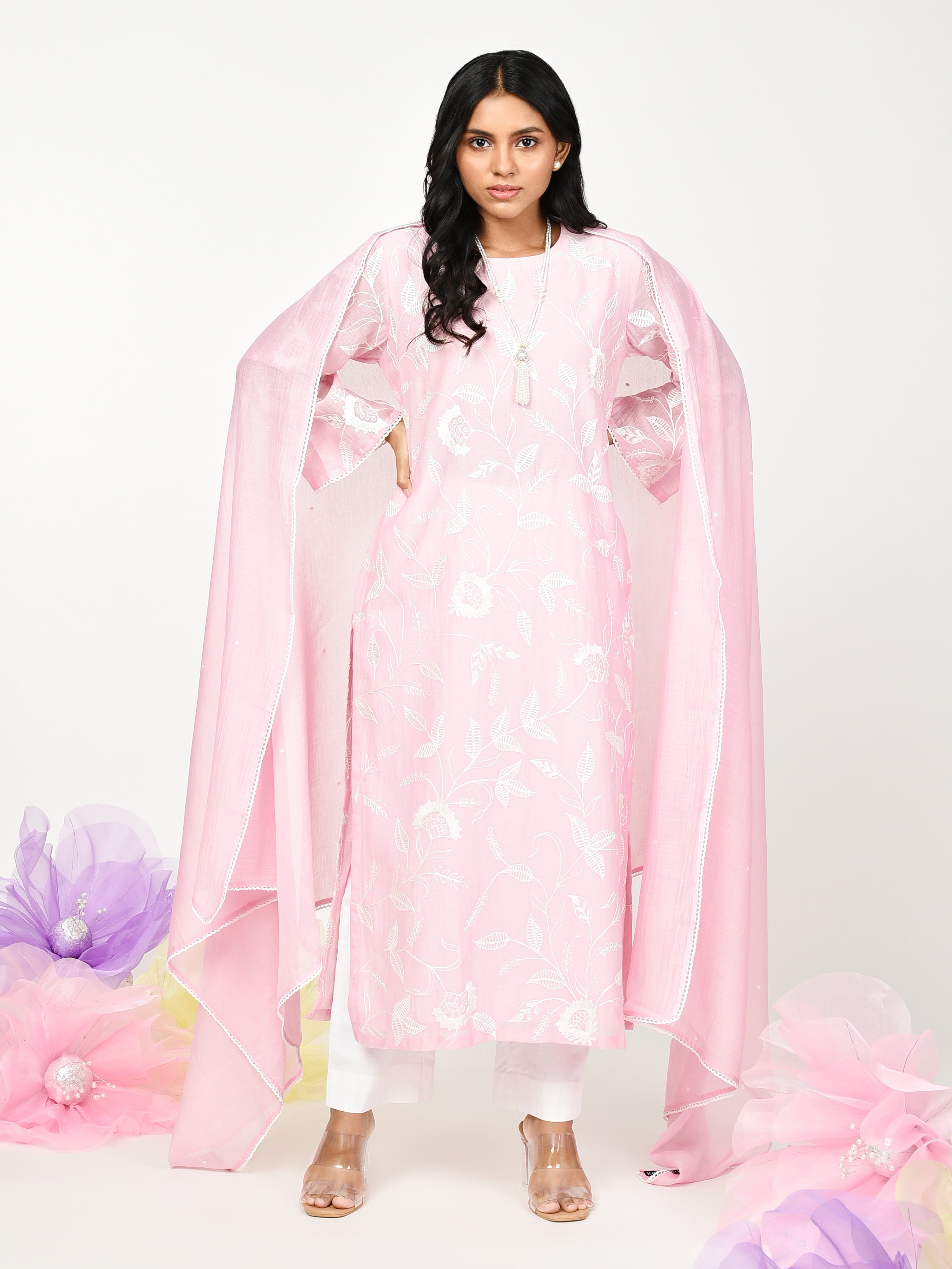 Pink Straight Kurta Set