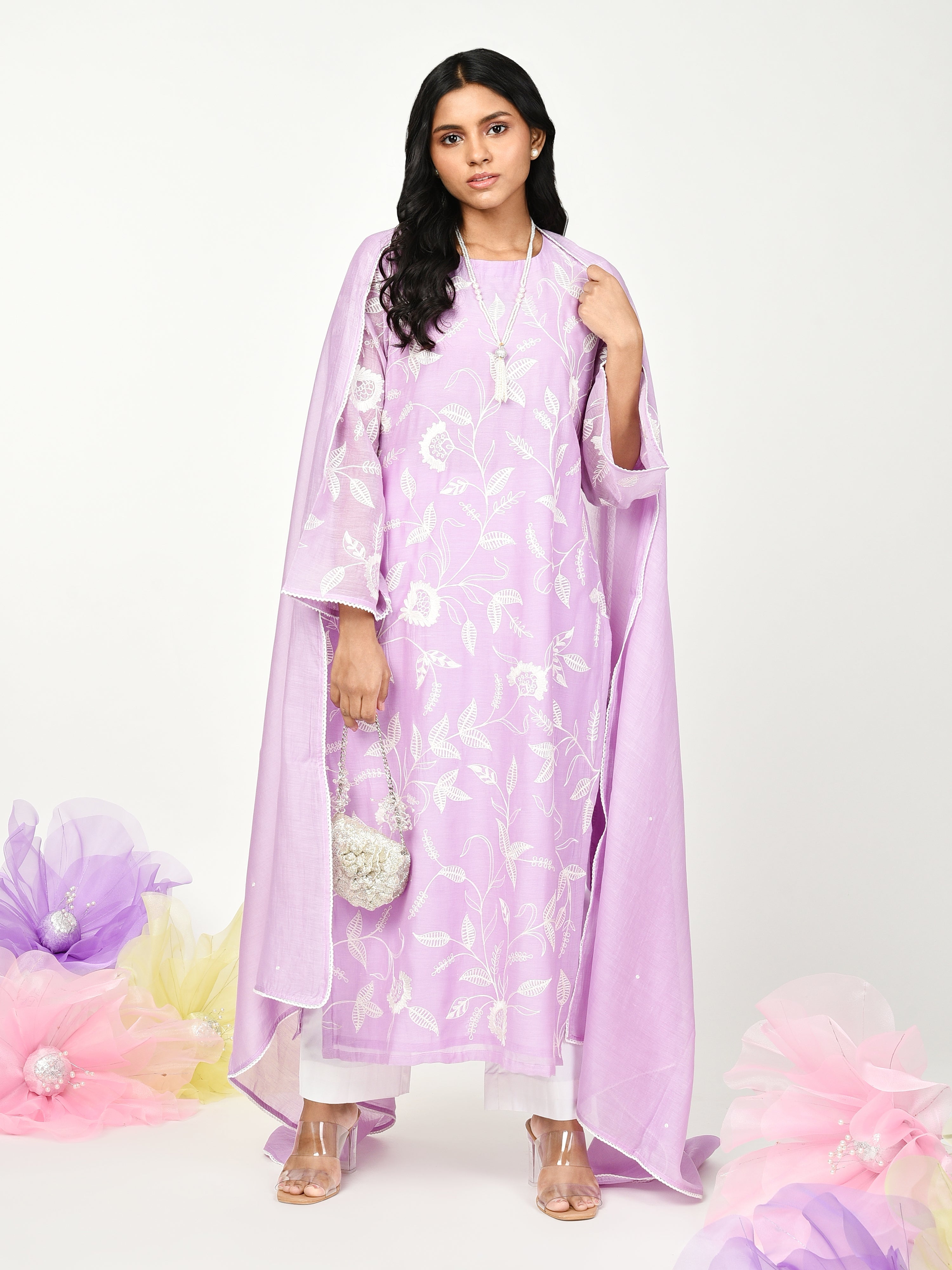 Purple Straight Kurta Set
