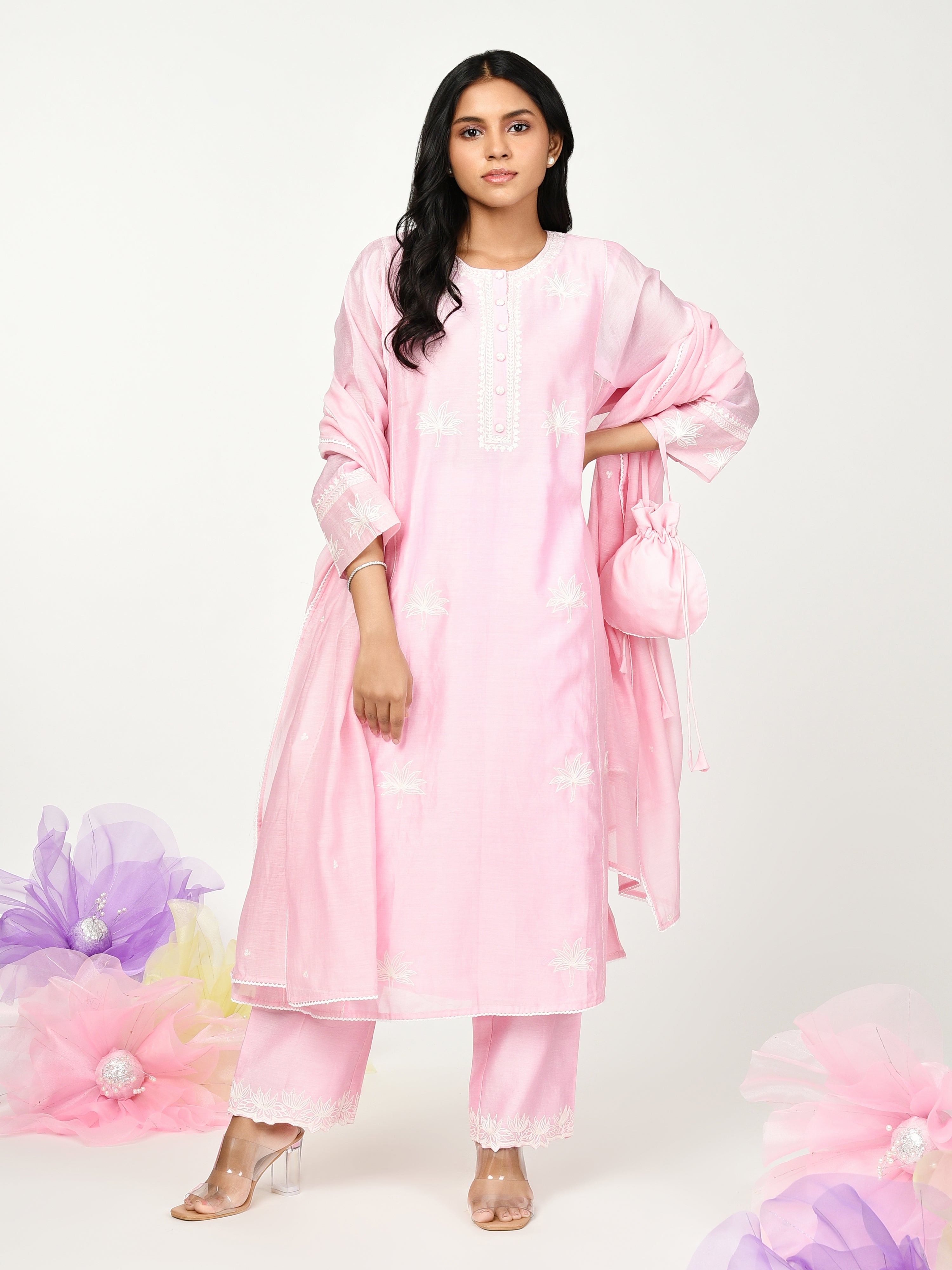 Pink Kali kurta set