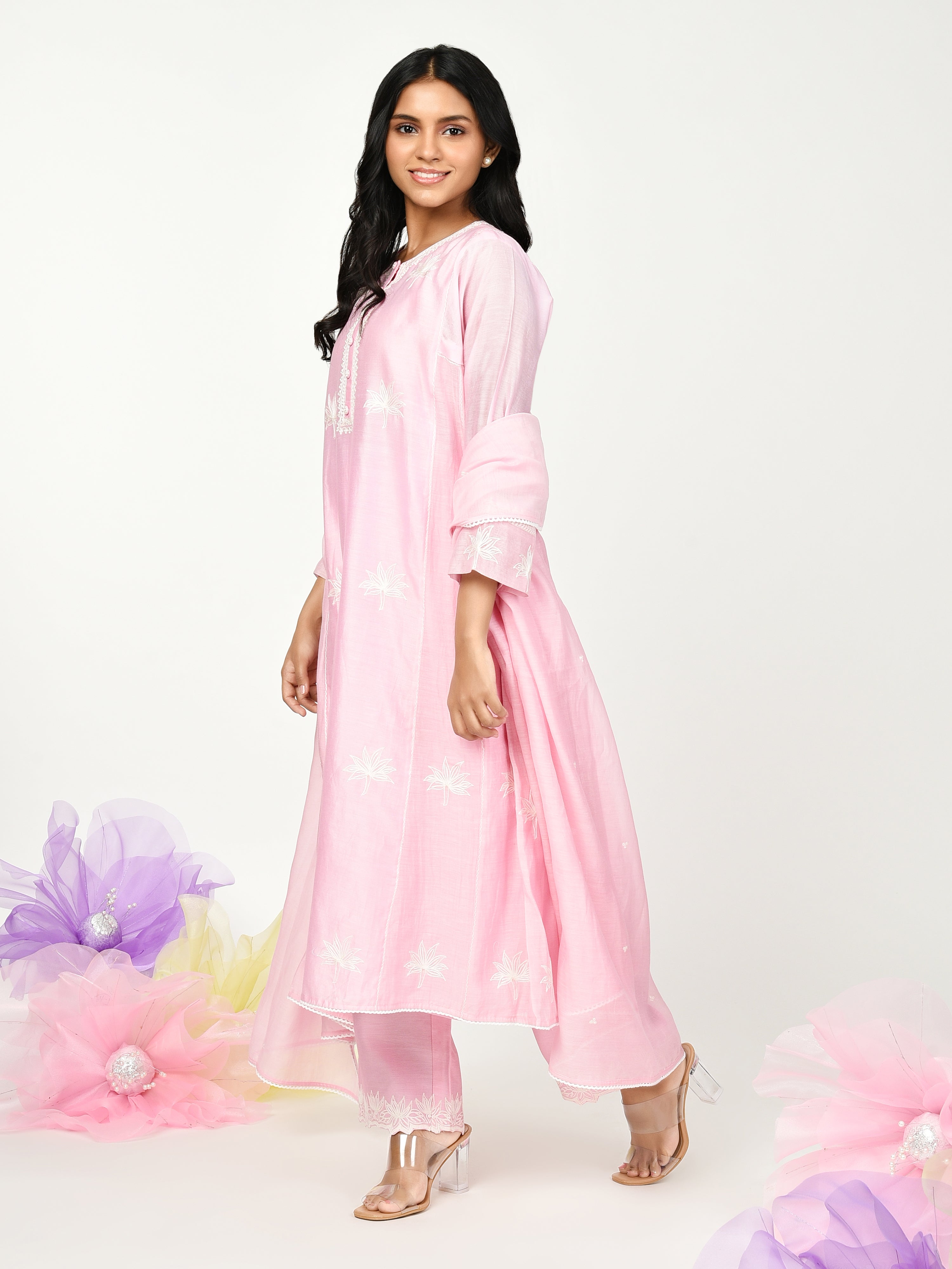 Pink Kali kurta set