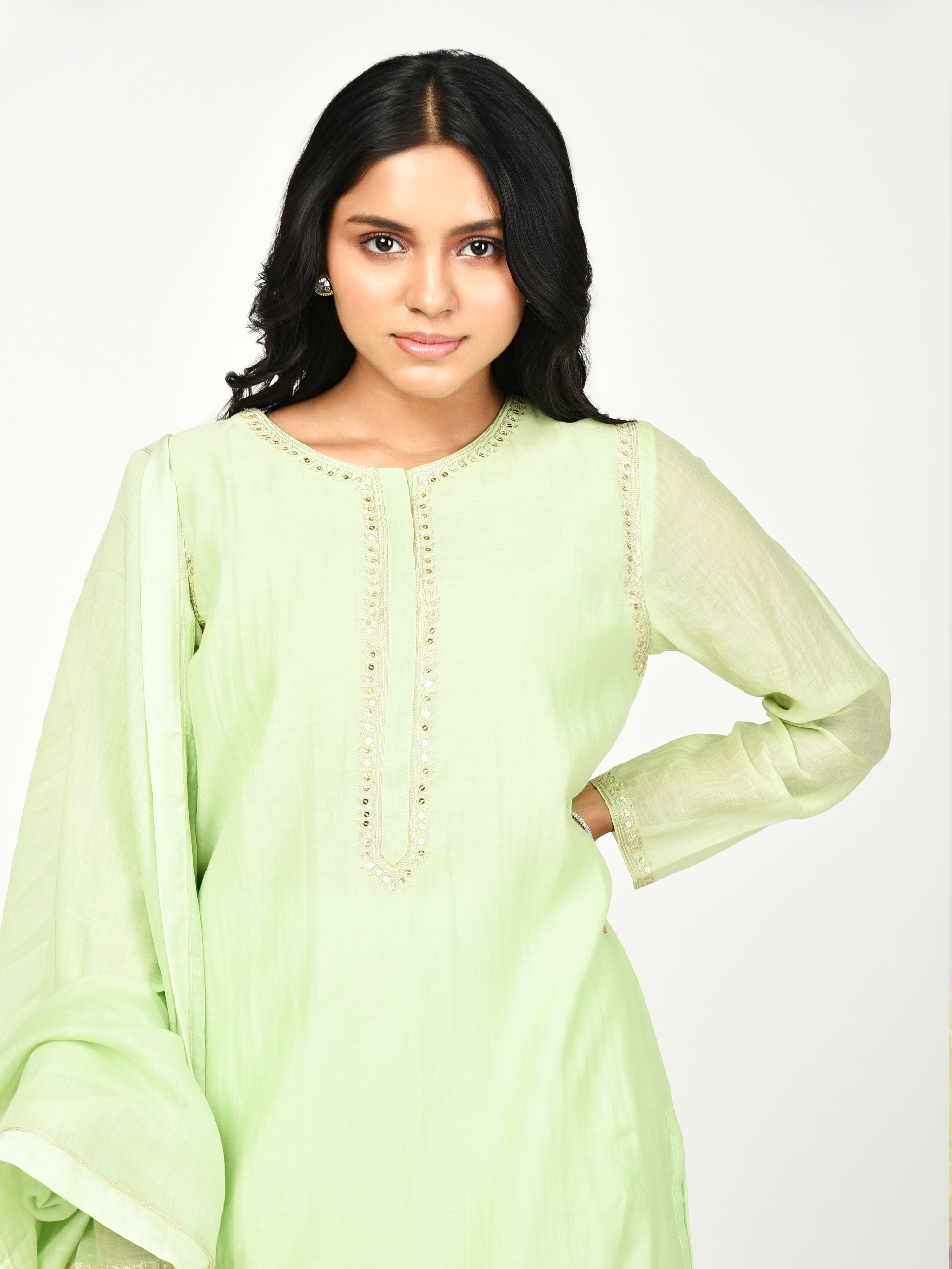 Green Straight Kurta Set