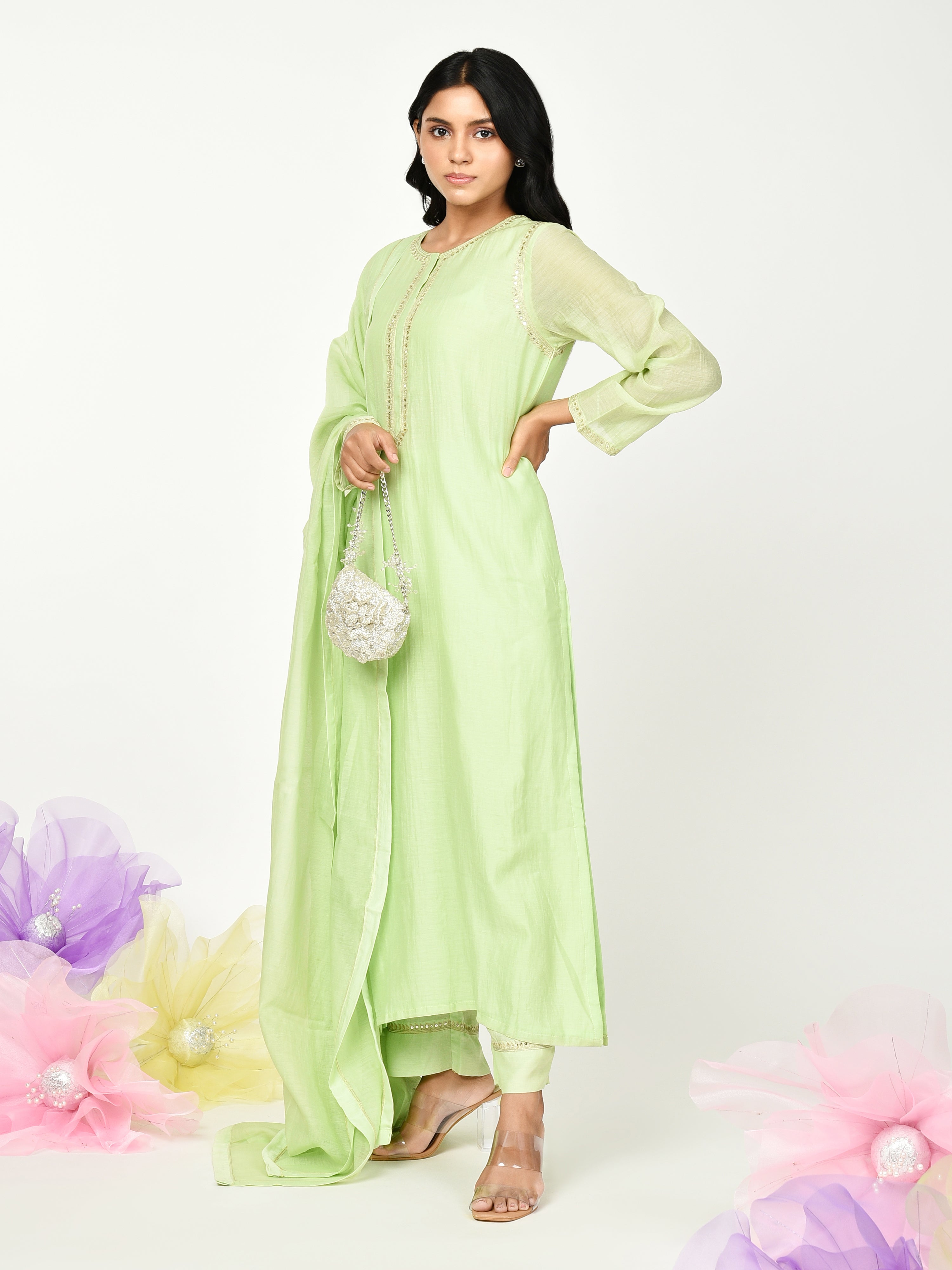 Green Straight Kurta Set