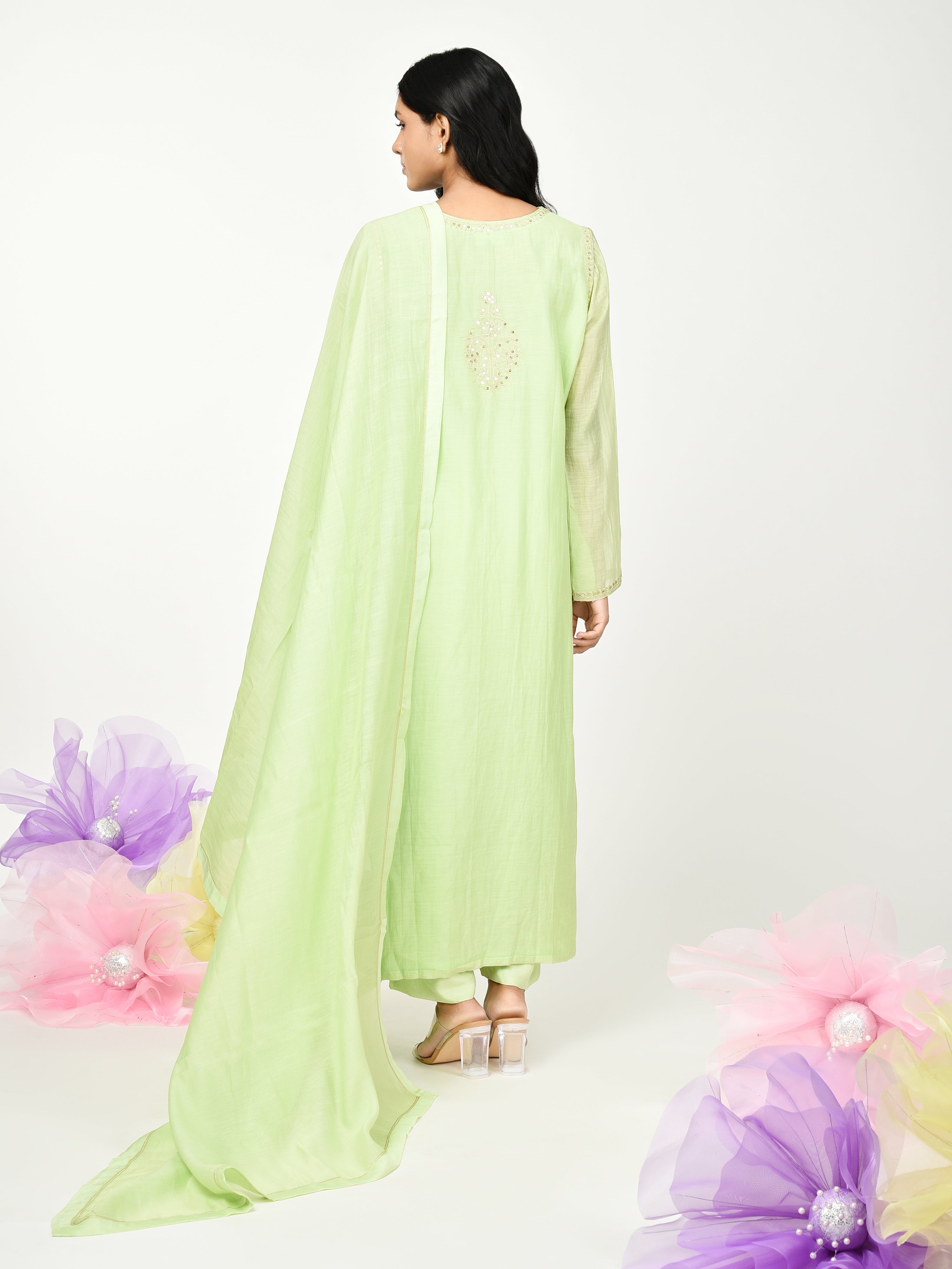 Green Straight Kurta Set