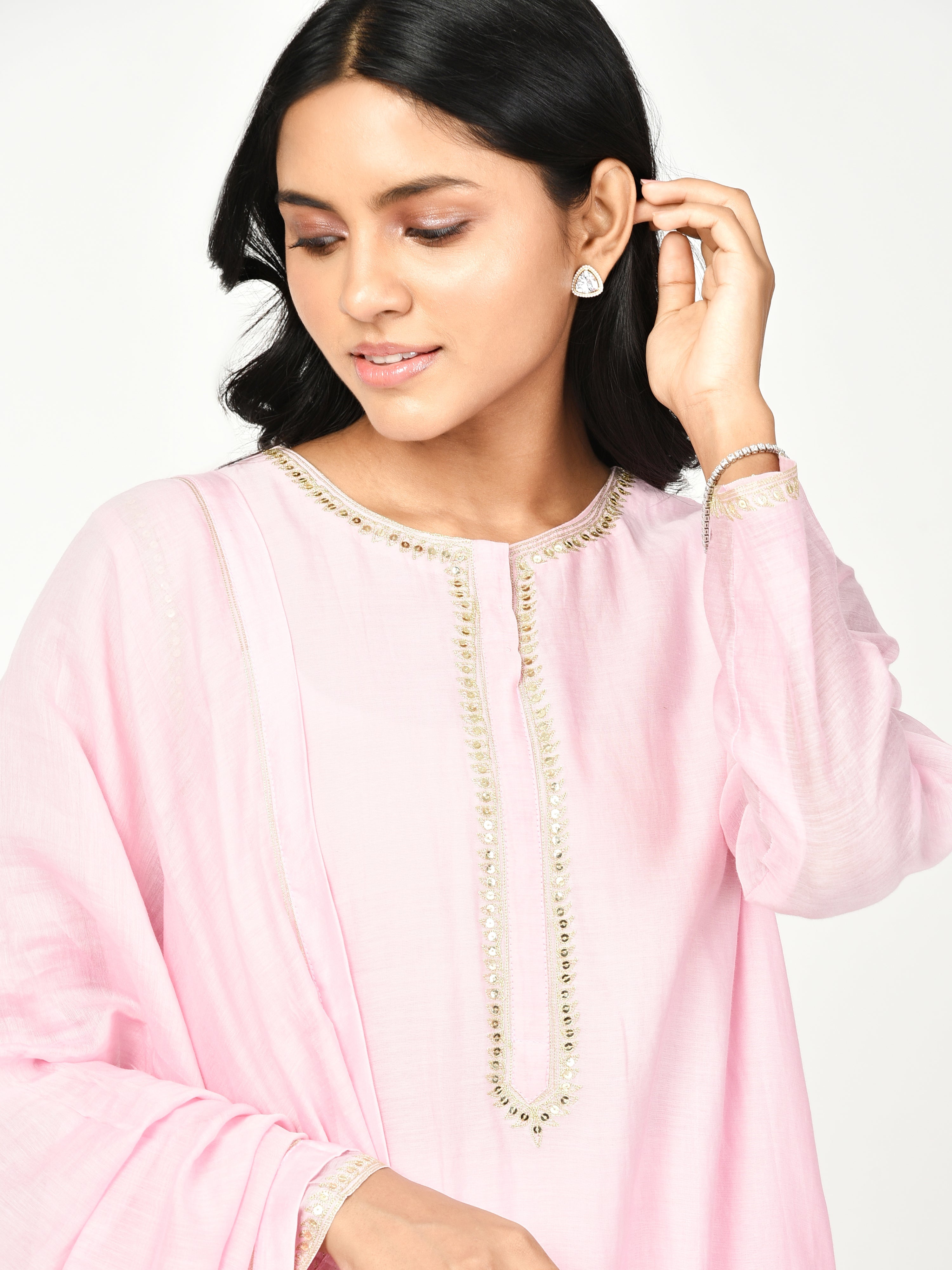 Pink Straight Kurta Set