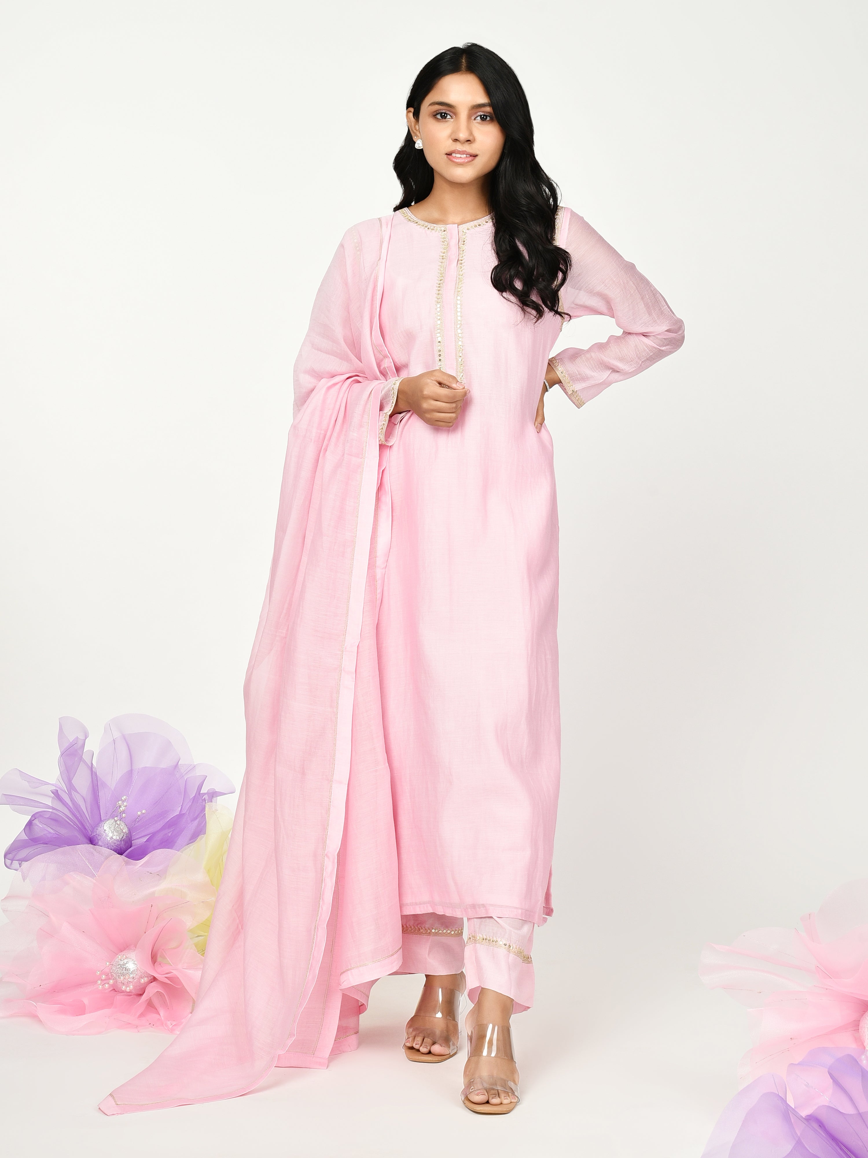 Pink Straight Kurta Set