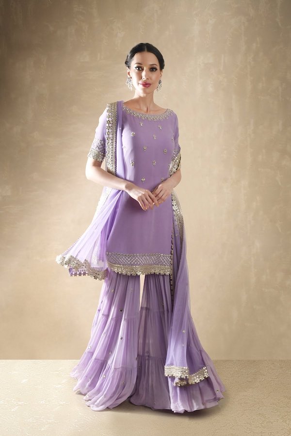 Lilac kurta sharara set