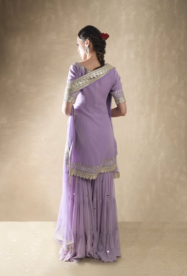 Lilac kurta sharara set